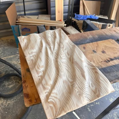 Freshly carved wave panel, unfinished